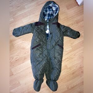 12M Olive green Rothschild snowsuit hooded